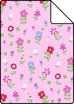 Proefstaal ESTAhome behang bloemen roze - 137318 - 26,5 x 21 cm