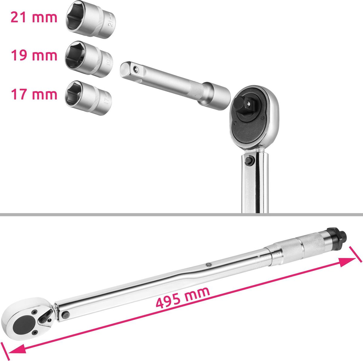 Tectake® Drehmomentschlüssel-Set, 5-teilig, 28-210 Nm | Deutschland