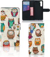 Bookcover Case OnePlus Nord Telefoonhoesje Vrolijke Uilen