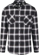 Urban Classics Overhemd -2XL- Checked Flanell Zwart/Wit