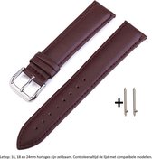 Bruin Leren Bandje voor 18mm Smartwatches van (zie compatibele modellen) Huawei, Asus, Whitings, LG – Maat: zie maatfoto – 18 mm brown leather smartwatch strap - Zenwatch 2 1,45" -