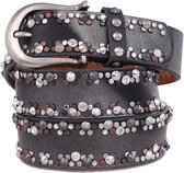 Dielay - Riem met Studs - Echt Leer / Leder - 85x3,3 cm - Grijs