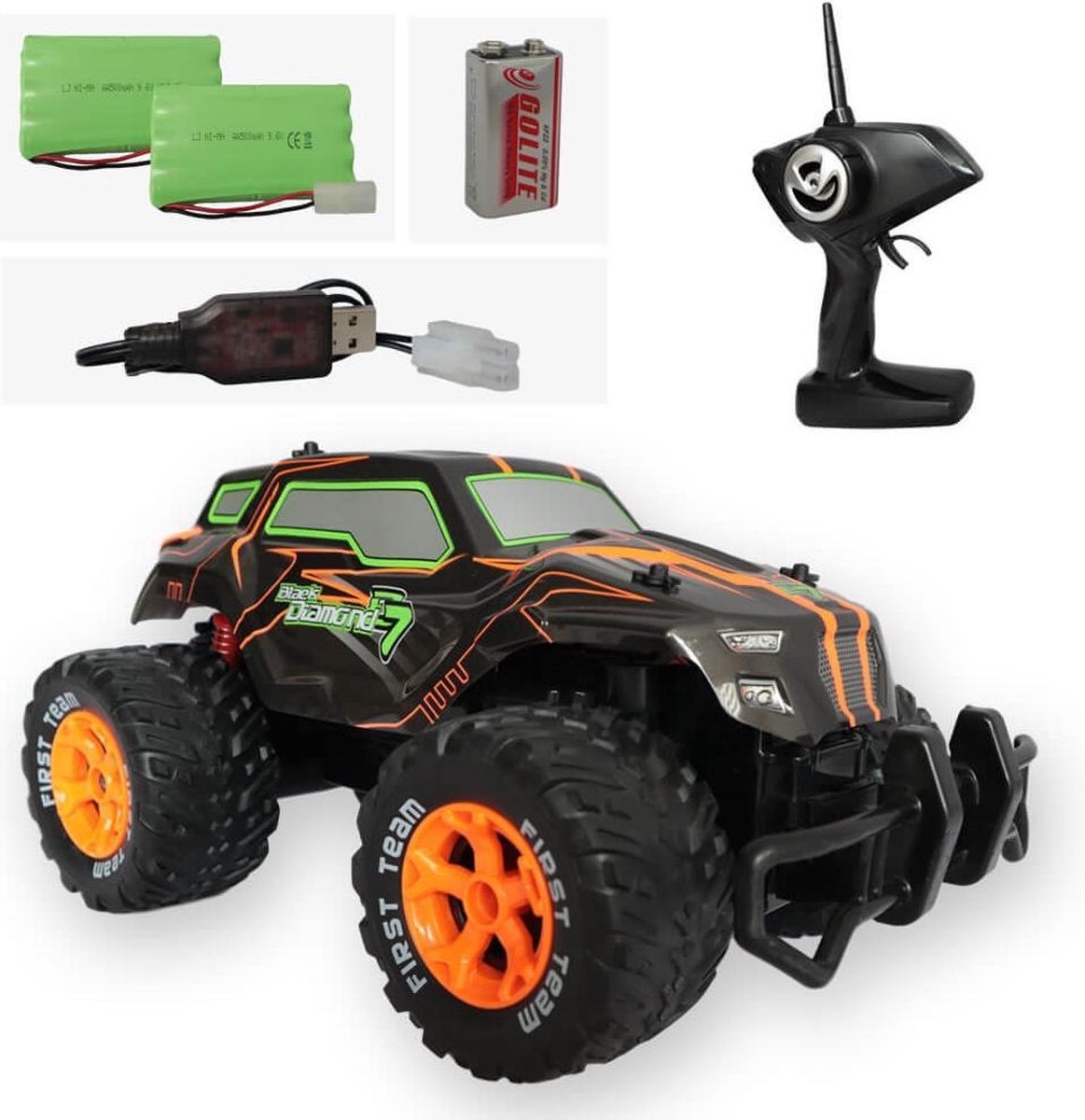 | RC auto + EXTRA ACCU RC Monstertruck XL Oranje Speelgoed Monstercar auto | goedkoop kopen € 4,95 | Jongens
