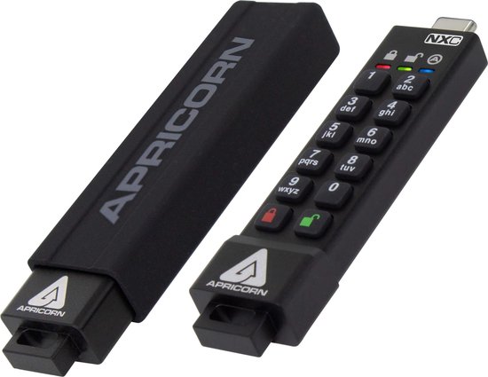 Apricorn ASK3-NXC-128GB, 128 Go, USB Type-C, 3.2 Gen 1 (3.1 Gen 1), 77 Mo/s, Casquette, Noir