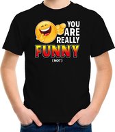 Funny emoticon t-shirt you are really funny not zwart voor kids M (134-140)