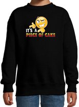 Funny emoticon sweater Piece of cake zwart voor kids - Fun / cadeau trui 122/128