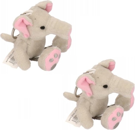 6x stuks olifanten knuffels sleutelhangers 10 cm - Dieren artikelen - Speelgoed