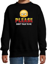 Funny emoticon sweater Please dont talk to me zwart kids 5-6 jaar (110/116)