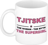Tjitske The woman, The myth the supergirl cadeau koffie mok / thee beker 300 ml