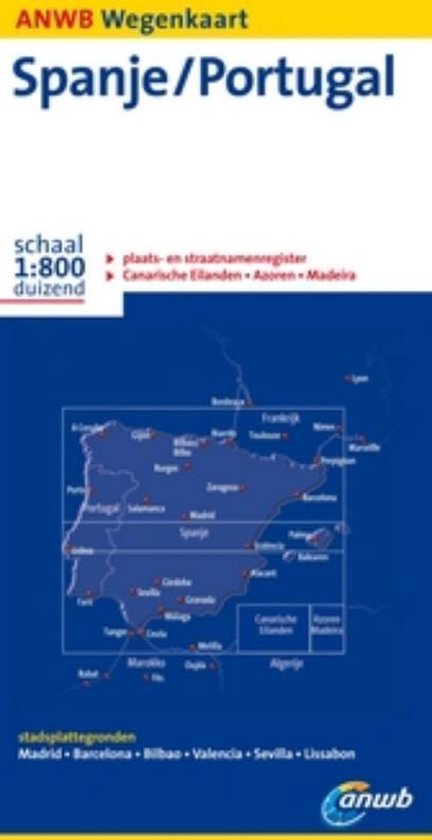 Omslag van ANWB Wegenkaart Spanje/Portugal 1:800 duizend door ANWB