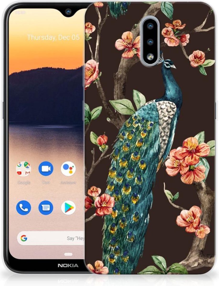 Nokia 2.3 TPU Hoesje Pauw met Bloemen
