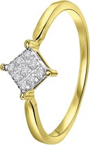 Lucardi Dames Ring met 9 diamanten 0,04ct - Ring - Cadeau - 14 Karaat Goud - Geelgoud