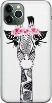 iPhone 11 Pro Max hoesje siliconen - Giraffe | Apple iPhone 11 Pro Max case | TPU backcover transparant