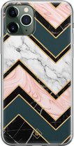 iPhone 11 Pro Max hoesje siliconen - Marmer triangles | Apple iPhone 11 Pro Max case | TPU backcover transparant