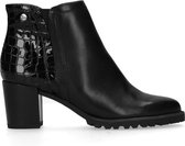 No Stress - Dames - Zwarte enkellaarsjes met crocoprint - Maat 38
