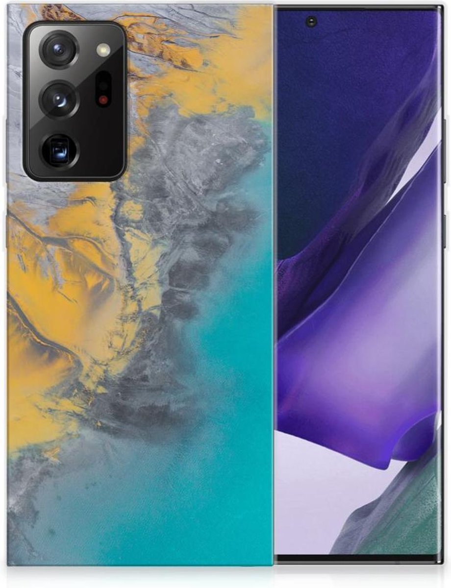 Samsung Galaxy Note20 Ultra TPU Siliconen Hoesje Marble Blue Gold