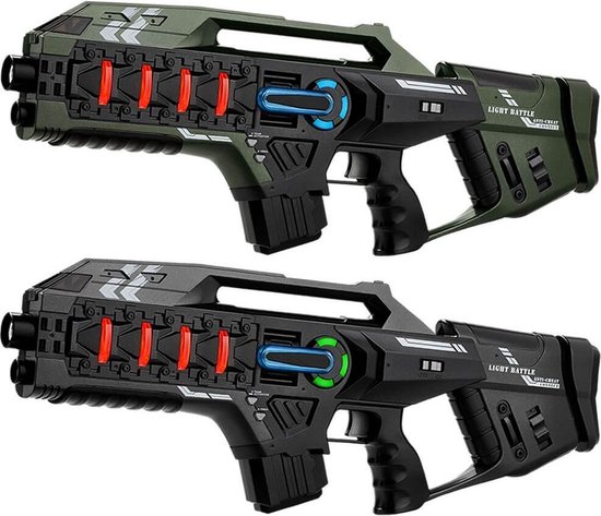 Light Battle Connect Lasergame set - Metallic Groen/Grijs - 2x Mega Blaster lasergun met Anti-Cheat functie