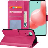 Samsung A71 Hoesje Book Case Wallet Cover Hoes - Donker Roze
