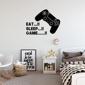 Muursticker Eat, Sleep Game - Groen - 60 x 45 cm - baby en kinderkamer - jongens engelse teksten baby en kinderkamer