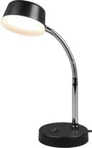 LED Tafellamp - Trion Kiki - 4W - Warm Wit 3000K - Rond - Mat Zwart - Kunststof - BSE