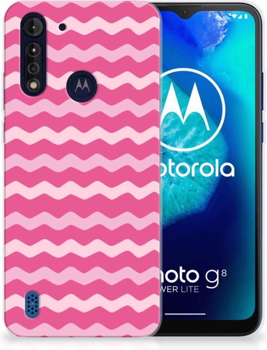 Motorola Moto G8 Power Lite TPU bumper Waves Pink