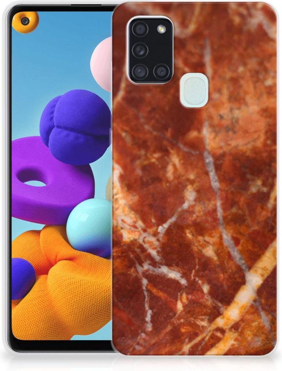 Samsung Galaxy A21s TPU Siliconen Hoesje Marmer Bruin