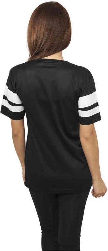 Urban Classics - Stripe Mesh Dames T-shirt - M - Zwart/Wit