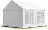 Partytent feesttent 4x4 m tuinpaviljoen -tent ca. 500 g/m² PVC zeil in wit waterdicht