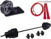 Workout set Tunturi - Dumbellset - Halterset - 50 kg Gewichten - Rood Springtouw - Trainingswiel