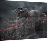 Dinosaurus T-Rex vulkanisch einde der aarde - Foto op Plexiglas - 60 x 40 cm