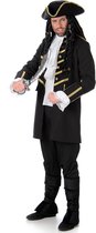 Karnival Costumes Piratenkostuum voor Mannen Piratenpak Carnavalskleding Heren Carnaval - Polyester - Zwart/Goud - Maat M - 3-Delig Jas/Hoed met Pruik/Laarscovers
