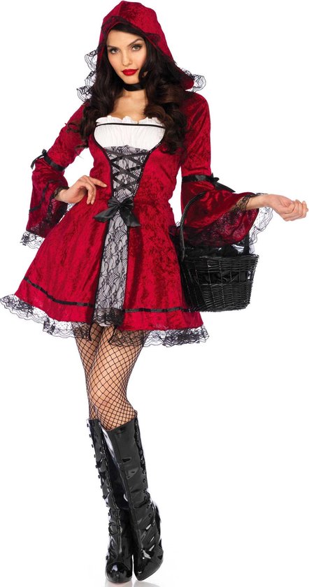 LEG-AVENUE - Gothic Roodkapje kostuum voor vrouwen - S/M - Wonderland