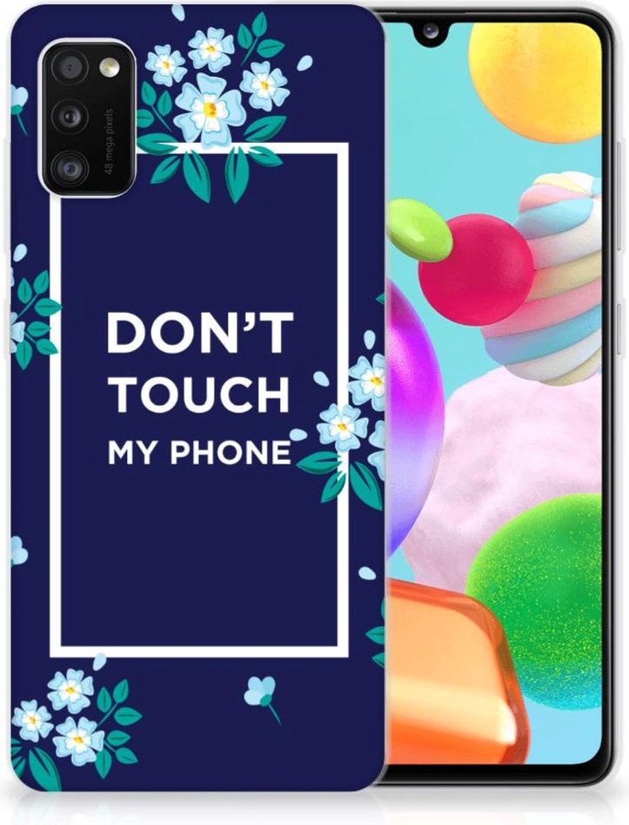 Samsung Galaxy A41 Silicone-hoesje Flowers Blue DTMP