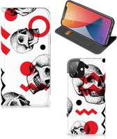 Bookstyle Case Geschikt voor iPhone 12 | Geschikt voor iPhone 12 Pro Smart Cover Skull Red