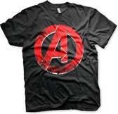 Marvel The Avengers Heren Tshirt -5XL- Distressed A Logo Zwart