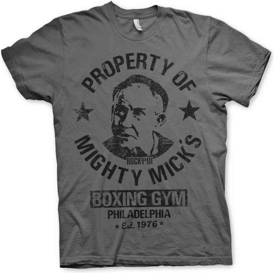 Rocky Heren Tshirt -2XL- Mighty Mick's Gym Grijs