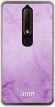 Nokia 6 (2018) Hoesje Transparant TPU Case - Lilac Marble #ffffff