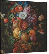 Festoen van vruchten en bloemen, Jan Davidsz. de Heem - Foto op Canvas - 100 x 100 cm