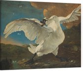 De bedreigde zwaan, Jan Asselijn - Foto op Canvas - 100 x 75 cm