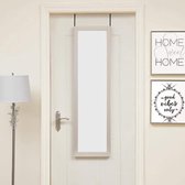 lange deur spiegel hangend | deurspiegel | Grote Hangende Visagie passpiegel Met Lijst & Deurhaak | beige frame