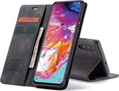 CASEME - Samsung Galaxy A70 Retro Wallet Case - Zwart