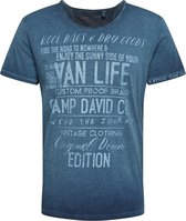Camp David ® T-shirt met used look en print artworks, donkerblauw