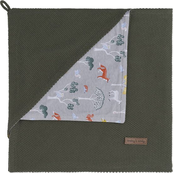 Baby's Only Gebreide wikkeldeken - Omslagdoek baby Forest - Khaki - 75x75 cm - Geschikt voor drie- en vijfpuntsgordel