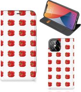Book Case Geschikt voor iPhone 12 Pro Max Telefoonhoesje Paprika Red