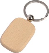 10x stuks houten sleutelhangers 8 cm - Met sleutelring voor huis, hotel, B&B en meer