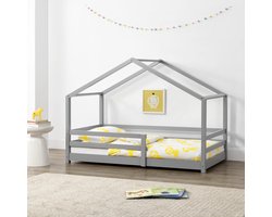 Product: Kinderbed huisbed met uitvalbeveiliging 90x200 lichtgrijs, van het merk 