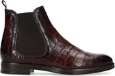 Manfield - Dames - Bruine enkellaarsjes met crocoprint - Maat 38