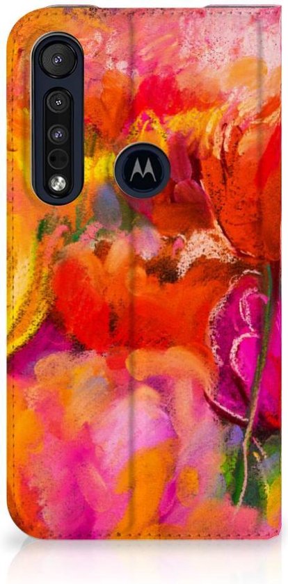 Book Case voor Bookcase Motorola G8 Plus Tulips