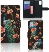 Telefoonhoesje Geschikt voor Samsung Galaxy A41 Flipcase Cover Pauw met Bloemen
