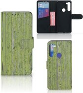 Wallet Case Motorola G8 Power Telefoon Hoesje Green Wood